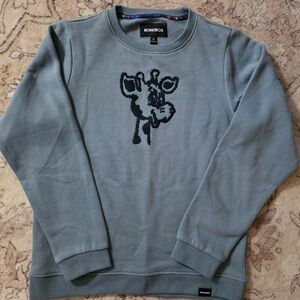 Bonobos Men's Crewneck Sweater in Gray with Giraffe Motif